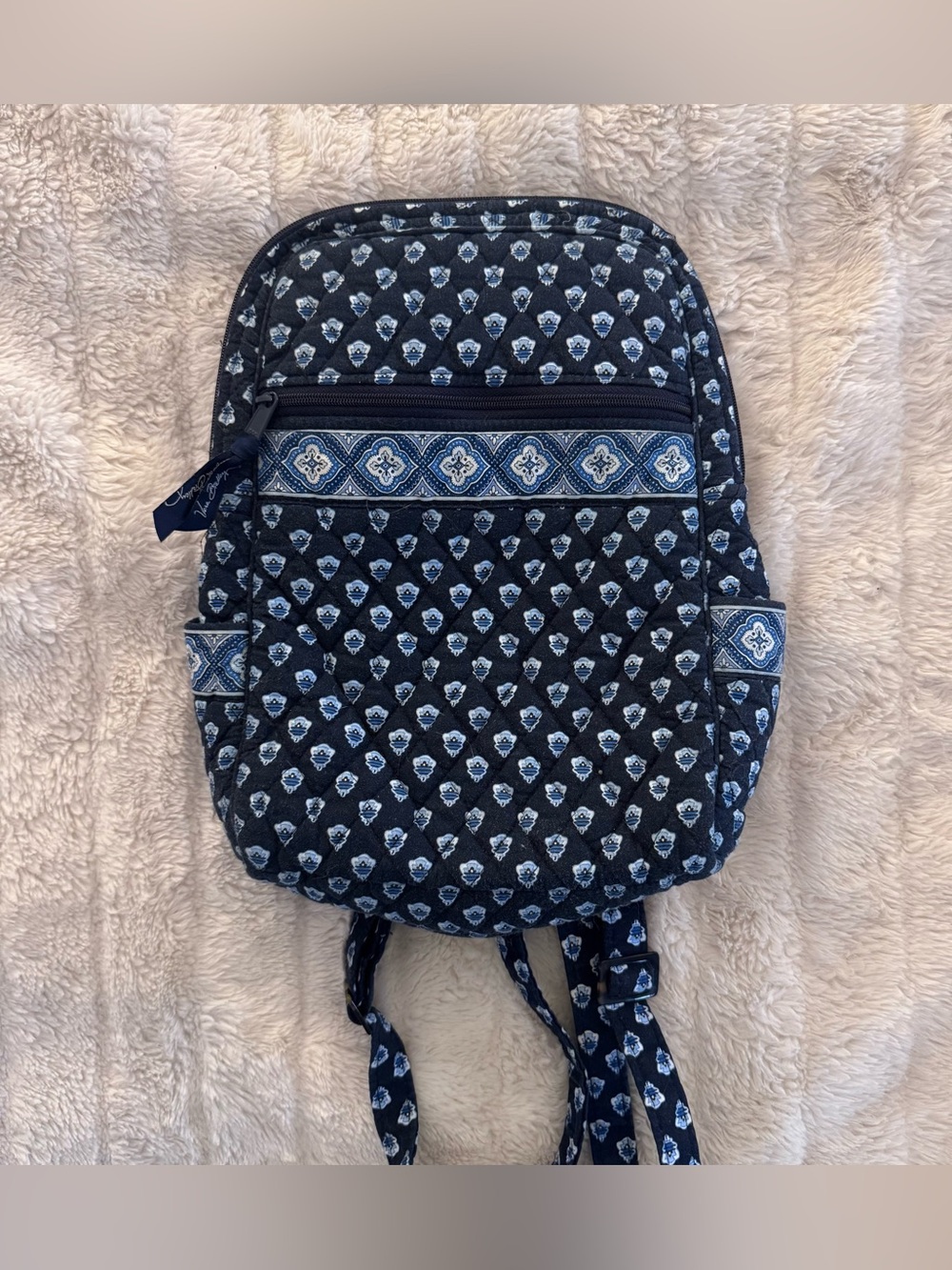 Vera Bradley Nantucket Navy Blue Patterned Mini Backpack